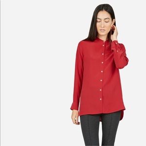 Everlane Relaxed Silk Collarless Button Top